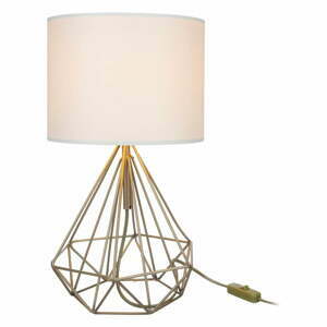 Stolní lampa s textilním stínidlem v krémovo-zlaté barvě (výška 46,5 cm) Pena – Squid Lighting