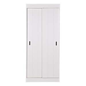 Bílá šatní skříň z borovicového dřeva s posuvnými dveřmi 85x195 cm Row - WOOOD