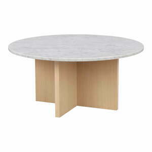Bílý mramorový kulatý konferenční stolek 90x90 cm Brooksville - Rowico