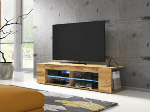Moderní TV stolek Spine 140, dub wotan + LED