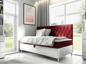 Kontinentální postel Mimir II 90x200cm, bílá/červená