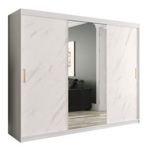 Šatní skříň Štefi 1 250 se zrcadlem bílá matná/bílý mramor