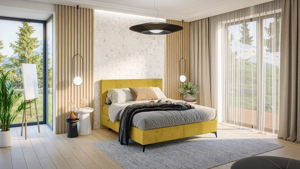 Moderní boxspring postel Ravenna 200x200cm, žlutá Magic Velvet