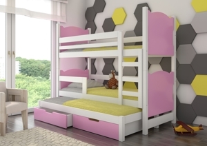 Patrová dětská postel Maruška, bílá/růžová