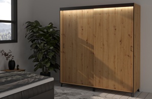 Šatní skříň Hafan 250cm, artisan + LED osvětlení