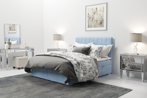 Moderní boxspring postel Redit 200x200cm, modrá Magic Velvet