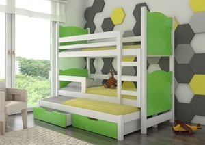 Patrová dětská postel Maruška, bílá/zelená