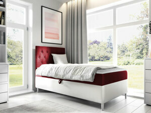 Kontinentální postel Mimir 90x200cm, bílá/červená