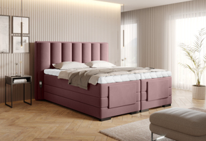 Box spring postel Eva 180x200, růžová Velvetmat, elektrické polohování