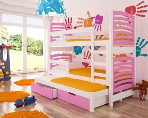 Dětská patrová postel Sonno, bílá/růžová + matrace ZDARMA!