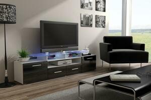 TV stolek Evita, bílá/černý lesk