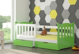 Dětská postel Gakpo, bílá/zelená