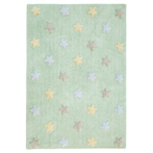 Bio koberec kusový, ručně tkaný Tricolor Stars Soft Mint-120x160