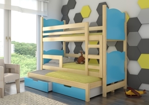 Patrová dětská postel Maruška, borovice/modrá