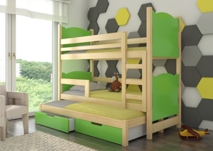 Patrová dětská postel Maruška, borovice/zelená