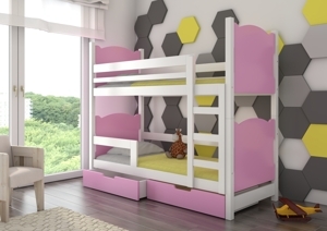 Dětská patrová postel Marika, bílá/růžová + matrace ZDARMA!