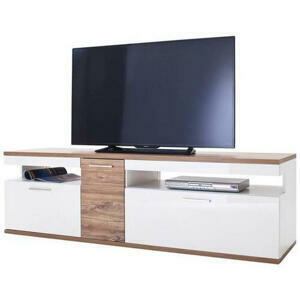 Livetastic KOMODA POD TELEVIZI, bílá, barvy dubu, 180/55/50 cm