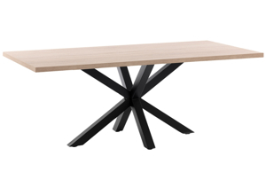Dubový jídelní stůl Kave Home Argo 200 x 100 cm s černou kovovou podnoží