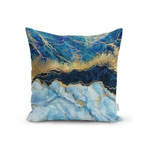 Obliečka na vankúš Minimalist Cushion Covers Marble With Blue, 45 x 45 cm