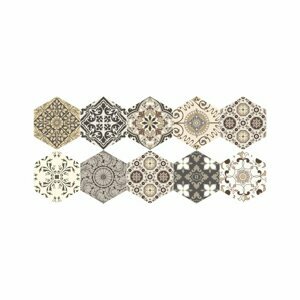 Sada 10 samolepiek na podlahu Ambiance Floor Stickers Hexagons Luiza, 40 × 90 cm