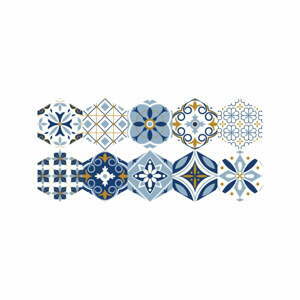 Súprava 10 samolepiek na podlahu Ambiance Hexagons Jelilna, 20 × 18 cm