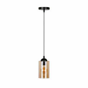 Čierne závesné svietidlo so skleneným tienidlom ø 10 cm Bistro - Candellux Lighting