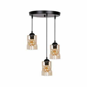 Čierne závesné svietidlo so skleneným tienidlom Felis - Candellux Lighting