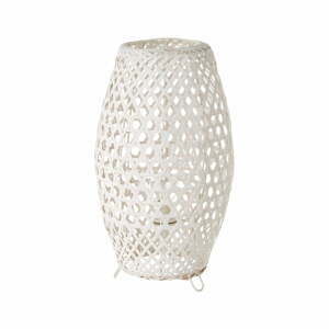 Biela bambusová stolová lampa s bambusovým tienidlom (výška 36 cm) – Casa Selección