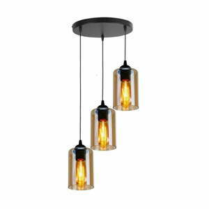 Čierne závesné svietidlo so skleneným tienidlom Bistro - Candellux Lighting