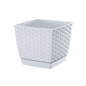 Plastový kvetináč Ratolla Square biela, 19 cm