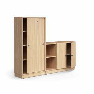 Uzamykateľná skriňa QBUS + 2 otvorené priehradky, so soklom, 1636x2000x420 mm, dub