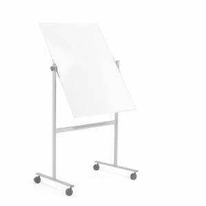 Biela magnetická tabuľa s kolieskami DORIS, obojstranná, 1000x1200 mm