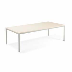 Jednací stůl QBUS, 2400x1200 mm, 4 nohy, stříbrný rám, bříza