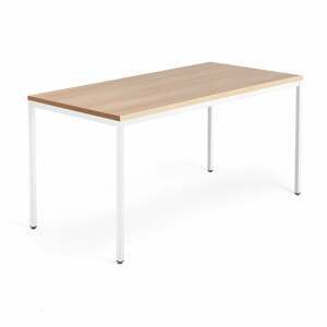 Jednací stůl QBUS, 4 nohy, 1600x800 mm, bílý rám, dub