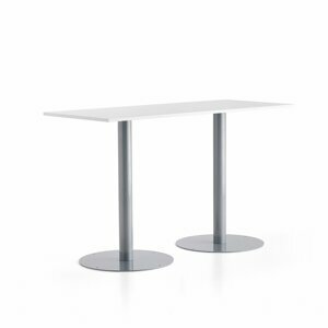 Barový stůl ALVA, 1800x800x1100 mm, stříbrná, bílá