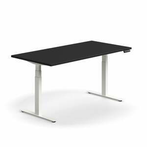 Výškově nastavitelný stůl QBUS, 1600x800 mm, bílá podnož, černá