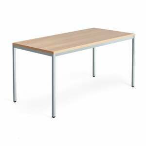 Jednací stůl QBUS, 4 nohy, 1600x800 mm, stříbrný rám, dub