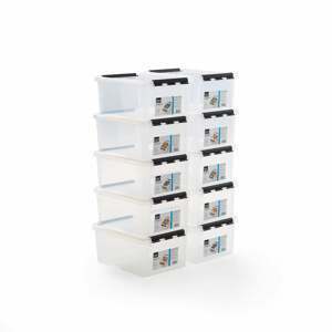 Plastový box s vekom LEE, 14 L, 10 ks, 400x300x190 mm, priehľadný