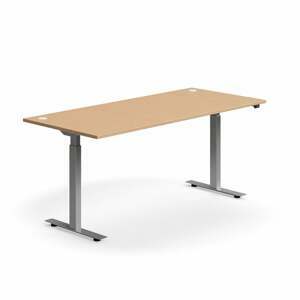 Výškově nastavitelný stůl FLEXUS, 1800x800 mm, stříbrná podnož, buk