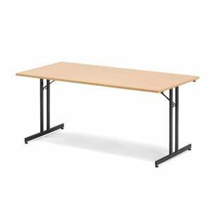 Skladací rokovací stôl EMILY, 1800x800 mm, bukový laminát/čierna