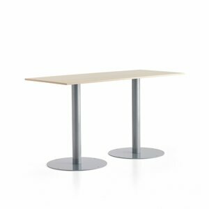 Barový stůl ALVA, 1800x800x1000 mm, stříbrná, bříza
