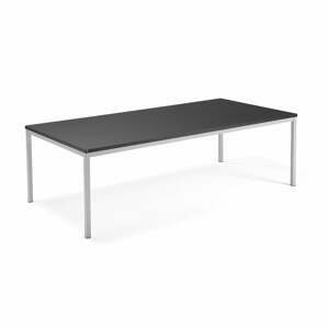 Jednací stůl QBUS, 2400x1200 mm, 4 nohy, stříbrný rám, černá