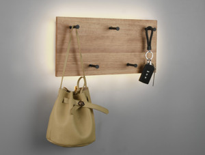Nástenný vešiak s LED Romy, drevo, 40 cm