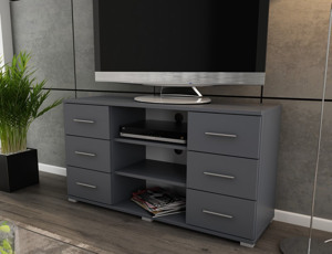 Vysoký TV stolík Oskar TV, grafitový, výška 65 cm