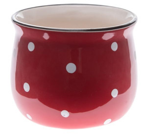 Obal na kvetináč Bodkovaný 9,5 cm, červeno-biely