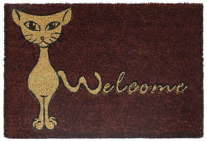 Rohožka Welcome s kočkou 40x60 cm, bordó