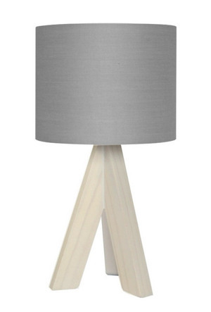 Stolná lampa Ging, šedá látka