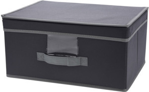 Úložný box s vekom 39x29 cm, tmavo šedá látka