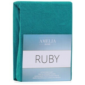 Froté prestieradlo s gumou AmeliaHome Ruby tyrkysové, velikost 80-90x200+30