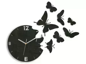 ModernClock 3D nalepovací hodiny Butterfly wenge